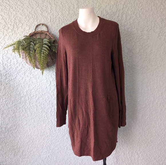 Athleta Plus brown Coaster Luxe Sweatshirt Dress size m - Picture 2 of 11